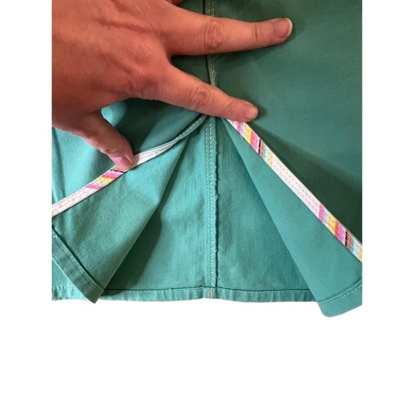 Gap Green Denim Skirt Rainbow Front Slit 5-Pocket US 8 - Picture 2 of 6